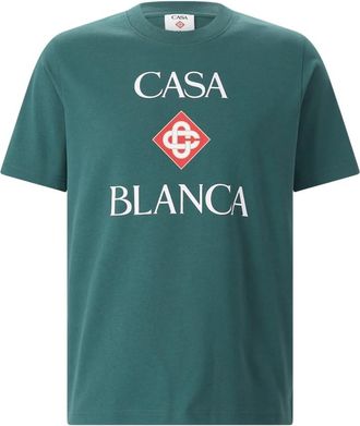 Casablanca Logo T-shirt - Heren - T-shirts - Groen - L - Katoen - Tops
