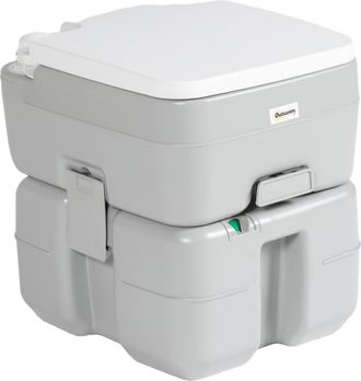 OUTSUNNY Inodoro Port&aacute;til 20l Wc Port&aacute;til Con Indicador De Nivel Carga 150 Kg Para Camping Viaje Ancianos Caravana Barco 33x40x43 Cm
