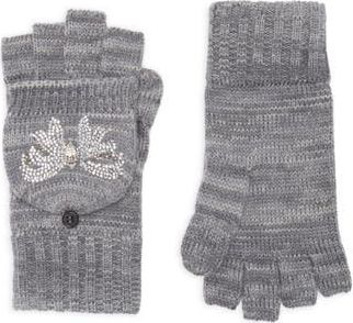 Kurt Geiger Crystal Bow Polo Fingerless Gloves in Grey at Nordstrom Rack