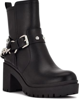 Nine West Quilip Boots WomensBlack Faux Leather Embellished Bootie ZOGG1804