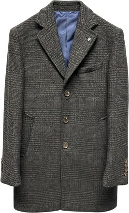 Manuel Ritz buttoned checked coat - Green