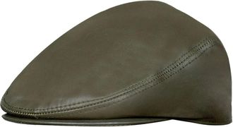 TruClothing Real Leather Flat Cap Ivy Newsboy Peaked Golf Cabbie Hat