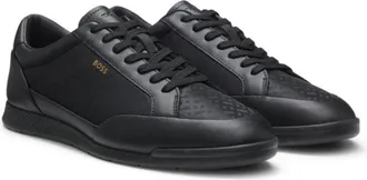 BOSS Leather sneakers with monogram paneling