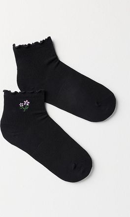 Bombas Embroidered Ruffle Rib Quarter Socks