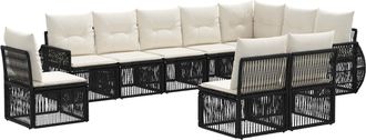 vidaXL Conjunto De Sof&aacute;s De Jard&iacute;n 10 Uds. Negro Y Blanco Crema Vidaxl