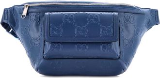 Gucci Geperforeerde leren heuptas met GG-reli&euml;f - Zwart