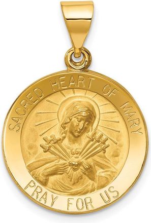 Diamond2Deal 14k Yellow Gold Polished and Satin Sacred Heart of Mary Medal Hollow Pendant