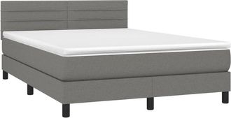 vidaXL Cama Box Spring Con Colch&oacute;n Tela Gris Oscuro 140x200 Cm Vidaxl