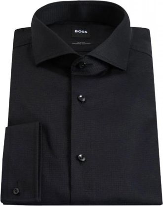 HUGO BOSS Overhemden, Heren, Zwart, M, Leer, Boss - Overhemden > Formele Overhemden