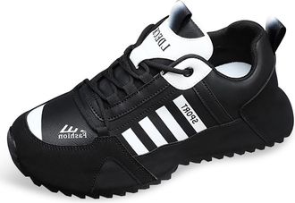 Generic Mens Large Size Lightweight Athletic Sneakers, PU Upper with Breathable Mesh, Shock-Absorbing Soft PVC Sole, Lace-Up Low-Top Running Shoes for Trainin