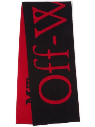 Off-white 2024 Lunar New Year Bookish intarsia-knit logo wool scarf - women - Wool - One Size - Black