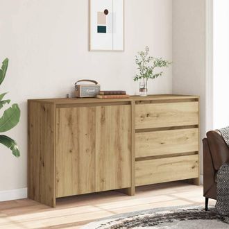 Berkfield Home Decorative 2 Piece Sideboard Artisan Oak Engineered Wood in Brown