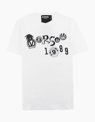 Versus Mens Versace Versus Slim Fit Print T-shirt White - Size: 36