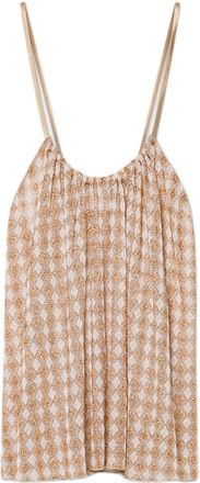 Forte_Forte Geometric Gathered Neckline Top With Lurex Thread