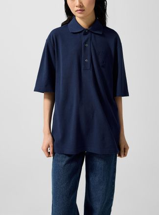 Ami Womens Textured logo loose Polo Shirt shirt