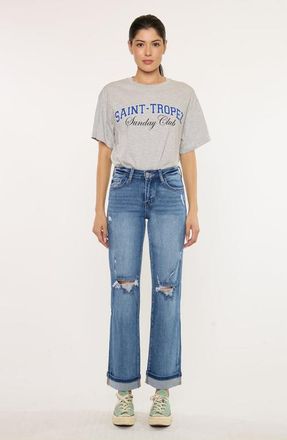 Kancan Carrie Essentials Mid Rise True Straight Jeans in Medium Wash at Nordstrom, Size 29