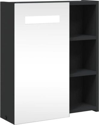 vidaXL Mueble de baño con espejo y luz led negro 45x13x52 cm Vidaxl