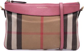 Burberry Pre-owned Womens Check Pattern Crossbody Bag - Tan Textile - One Size
