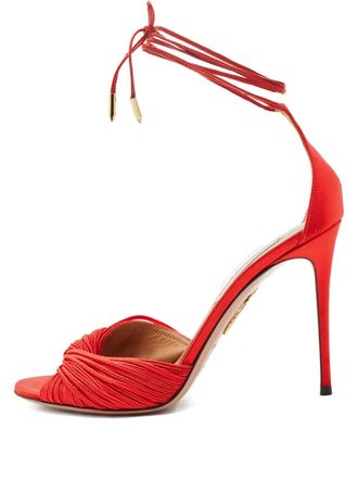 Aquazzura 80mm pleated satin sandals - Red