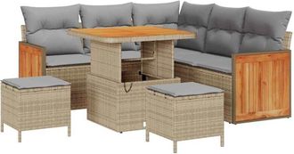 vidaXL Garden Sofa Set 9 pcs Beige and Light Grey Poly Rattan vidaXL