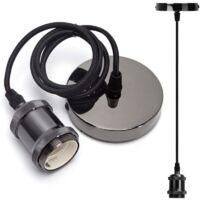 OEM Portal&aacute;mparas Met&aacute;lico Vintage E27, L&aacute;mpara Colgante Retro E27 Con Cable, L&aacute;mpara Colgante Vintage Con Soporte De Techo, Cable De 1 M, Negro - Crezuo