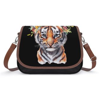 Generic Cute Tiger Watercolor Womens Crossbody Bag Fashion Shoulder Handbags Message Tote Bag with Adjustable Strap