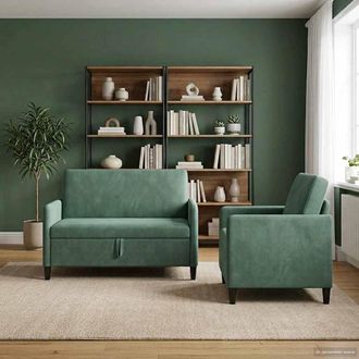vidaXL Vidaxl Set Di Divani Con Storage 2 Pz Verde Mare Poliestere