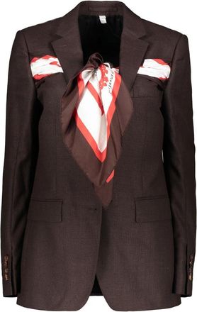 Burberry Gestructureerde Blazer met Contrasterende Details - Dames - Blazers - Bruin - S - Wol - Jassen