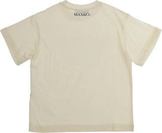 Max & Co. Girls Crew-Neck T-Shirt Beige Cotton T-Shirts And Polos