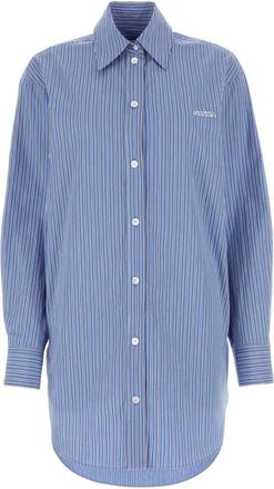 Isabel Marant Blue Embroidered Poplin Cylvany Shirt