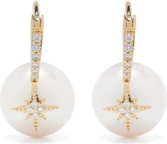 Sydney Evan 14K Yellow Gold Starburst Pearl And Diamond Drop Earrings - Womens - 14kt Gold/Pearl
