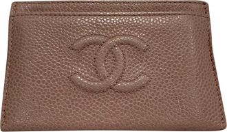 Chanel Pre-owned Mens CC Card Holder in Pink Caviar Leather - Rose - One Size