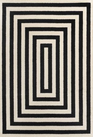 Jonathan Y Designs Bandol Modern Classic Mitre Stripe Area Rug in Black/ivory at Nordstrom, Size 4Ft 0In X 6Ft 0In