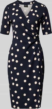 s.Oliver Black Label Tailliertes Midikleid in Wickeloptik in Marine, Gr&ouml;&szlig;e 46