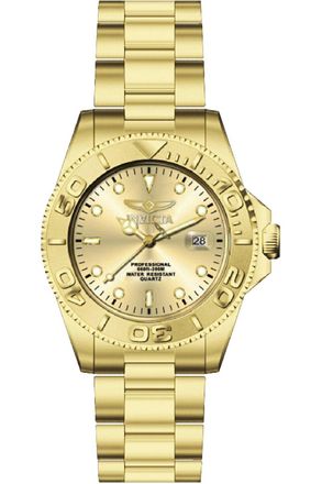 Invicta Pro Diver 69523 Herenhorloge - Quartz Uurwerk - Roestvrij Staal met Gouden Wijzerplaat - 43 mm