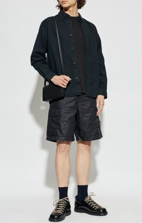 Stone Island Shirt With Embroidered Logo, Mens, Black