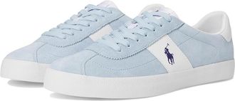 Polo Ralph Lauren Court Vulc Leather-suede Sneaker Mens Shoes Light Blue : 7.5 D - Medium, Leather/Rubber/Suede