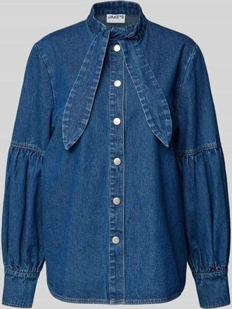 Jake*s Casual Hemdbluse in Denim-Optik in Dunkelblau, Größe 34