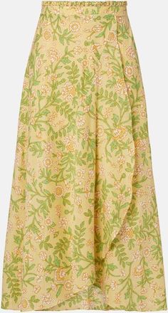 Poupette St Barth Eva floral cotton midi skirt