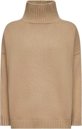 Max Mara Kameelwollen trui met coltrui - Dames - Coltruien - Bruin - M - Wol - Truien & Vesten