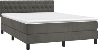 vidaXL Vidaxl - Cama Box Spring Colch&oacute;n Y Led Terciopelo Gris Oscuro 140x200 Cm