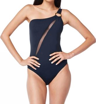 Bleu Rod Beattie Ring Me Up Asymmetrical Onepiece Swimsuit In Navy