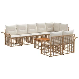 vidaXL Conjunto De Sof&aacute;s De Exterior 9 Pcs Natural Y Crema Vidaxl