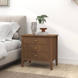 Melody Maison Large 3 Drawer Bedside Table - Hales Dark Wood Range in Brown