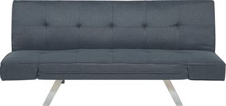 Beliani Sof&aacute; Cama 3 Plazas Tapizado Azul Oscuro Sin Apoyabrazos Moderno Bristol Ii