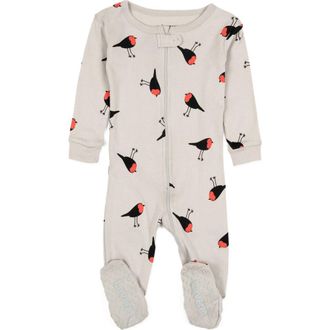 Leveret Footed Cotton Matching Family Pajamas, Nature & Water Prints in Birds at Nordstrom, Size 12-18M