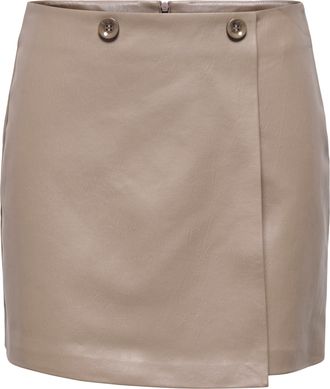 Only Lederimitatrock ONLY ONLASTRIA FAUX LEATHER SHORT SKIRT OTW, Damen, Gr. XL, walnut, Web, Obermaterial: 100% Polyester, unifarben, kurz, R&ouml;cke Lederimi
