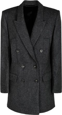 Isabel Marant Donkergrijze Floyd Blazer Jas - Dames - Blazers - Grijs - 2XS - Wol - Jassen