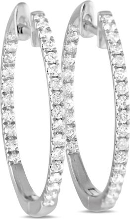 Luxury Bazaar Orecchini a cerchio Inside-Out in oro bianco 14 carati con diamanti - Argento