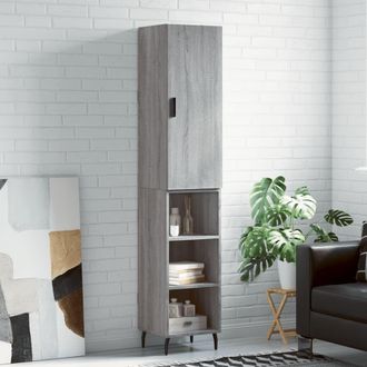 Berkfield Home Highboard Grey Sonoma 34.5x34x180 cm Engineered Wood